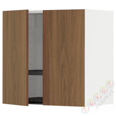 ⭐METOD⭐Навесной шкаф с крылом для сушки/2 дверь, белый/Tistorp подражаниеacja коричневыйowego орехa, 60x60 cm⭐ИКЕА-49519350