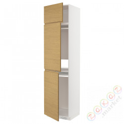 ⭐METOD⭐Ледяной шкаф высокий/замораживание/3Drz, белый/Voxtorpподражание. дуб, 60x60x240 cm⭐ИКЕА-89539290