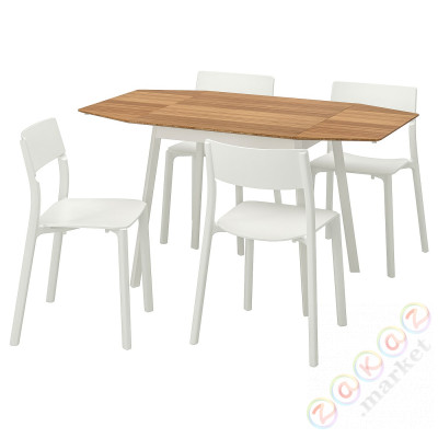 ⭐IKEA PS 2012 / JANINGE⭐Таблица и 4 стулья, бамбук/белый, 138 cm⭐ИКЕА-69161482