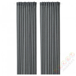 ⭐MILDRUN⭐Занавес, 2 шт.., темно-серый/полосатый, 145x300 cm⭐ИКЕА-40480804