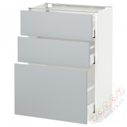 ⭐METOD / MAXIMERA⭐Напольный шкаф с 3 ящики, белый/Veddinge Серый, 60x37 cm⭐ИКЕА-39052168