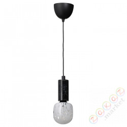 ⭐MARKFROST / MOLNART⭐Подвесной светильник сżarówką, черный мрамор/w kшт.ałcт.е.rurki Белый/прозрачное стекло⭐ИКЕА-99494564