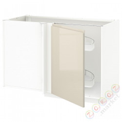 ⭐METOD⭐Напольный шкаф угловой H. полка, белый/Voxtorpглянцевый светло-бежевый, 128x68 cm⭐ИКЕА-79462106