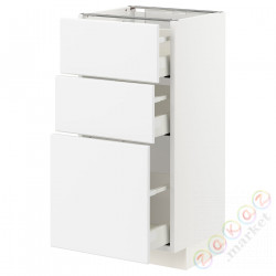 ⭐METOD / MAXIMERA⭐Напольный шкаф с 3 ящики, белый/Кунгсбака антрацит, 40x37 cm⭐ИКЕА-79331931