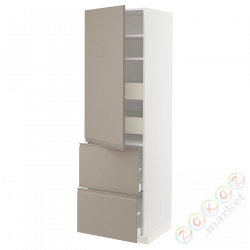 ⭐METOD / MAXIMERA⭐H пополам/4 шу/Drz/2 fr, белый/Upplöv матciemnoбежевый, 60x60x200 cm⭐ИКЕА-39492191