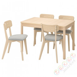 ⭐RONNINGE / LISABO⭐Таблица и 4 стулья, береза ясень/Талмира белая/черный, 118/173 cm⭐ИКЕА-19554929