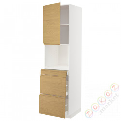 ⭐METOD / MAXIMERA⭐Обувь для микрокомбо дверь/3шу, белый/Voxtorpподражание. дуб, 60x60x220 cm⭐ИКЕА-79539078