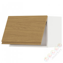 ⭐METOD⭐Шкаф навесной горизонтальный с кнопкой открывания, белый/Voxtorpподражание. дуб, 60x40 cm⭐ИКЕА-09538077