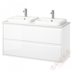 ⭐ANGSJON / BACKSJON⭐Sзаf umyw сящики/umyw/baterie, глянцевый белый/белый имитация мрамора, 122x49x71 cm⭐ИКЕА-09521623