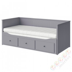 ⭐HEMNES⭐Диван с 3 ящики, 2 матрасы, Серый/Åsvang жесткий, 80x200 cm⭐ИКЕА-29428105