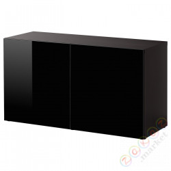 ⭐BESTA⭐Кабинет с Drzс упражнениями, Черно-коричневый/Selsviken gloss/черный, 120x42x64 cm⭐ИКЕА-59047449