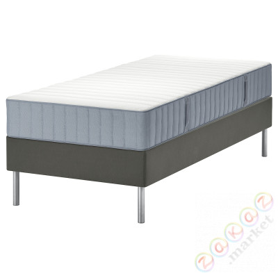 ⭐LYNGOR⭐Континентальная кровать, Valevåg жесткий/светло-синий темно-серый, 90x200 cm⭐ИКЕА-19551803