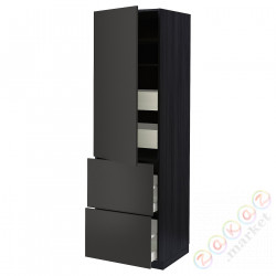 ⭐METOD / MAXIMERA⭐H пополам/4 шу/Drz/2 fr, черный/Nickebo матантрацит, 60x60x200 cm⭐ИКЕА-09498811