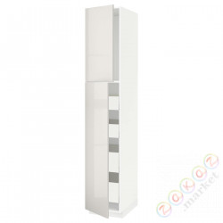 ⭐METOD / MAXIMERA⭐Шкаф, высота 2дверь/4лопата, белый/Ringhult светло-серый, 40x60x220 cm⭐ИКЕА-09455859