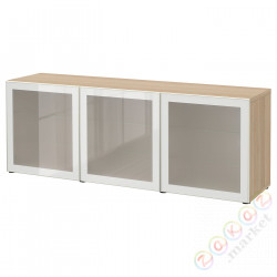 ⭐BESTA⭐Сочетание с дверь, под беленый дуб/Glassvik белое матовое стекло, 180x42x65 cm⭐ИКЕА-49325074