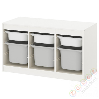 ⭐TROFAST⭐Книжный шкаф с контейнерами, белый/Серый, 99x44x56 cm⭐ИКЕА-09328791