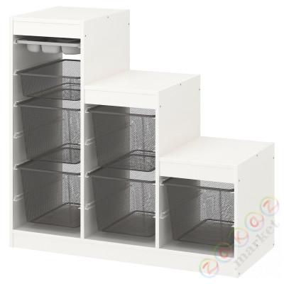 ⭐TROFAST⭐Книжный шкаф с контейнерами/taca, белый Серый/темно-серый, 99x44x94 cm⭐ИКЕА-69480870