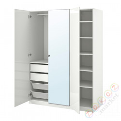 ⭐PAX / FARDAL/VIKEDAL⭐Комбинация шкафов, глянцевый белый/зеркало, 150x60x201 cm⭐ИКЕА-49395566