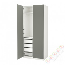 ⭐PAX / REINSVOLL⭐Комбинация шкафов, белый/серо-зеленый, 100x60x236 cm⭐ИКЕА-59478108