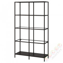 ⭐VITTSJO⭐Книжный шкаф, Черно-коричневый/стакан, 100x175 cm⭐ИКЕА-20213312