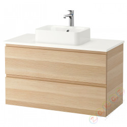 ⭐GODMORGON/TOLKEN / HORVIK⭐Шкаф со столешницей и мойкой 45х32 cm, под беленый дуб/белый Смеситель Brлюдоедund, 102x49x72 cm⭐ИКЕА-09309194