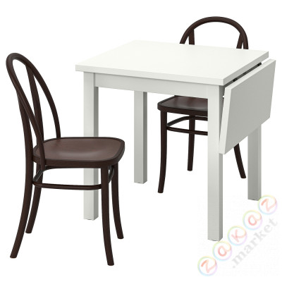 ⭐NORDVIKEN / SKOGSBO⭐Таблица и 2 стулья, белый/темно коричневый, 74/104 cm⭐ИКЕА-69528202
