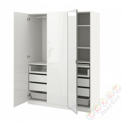 ⭐PAX / FARDAL/AHEIM⭐Комбинация шкафов, белый/блеск/белый зеркало, 150x60x201 cm⭐ИКЕА-99515401