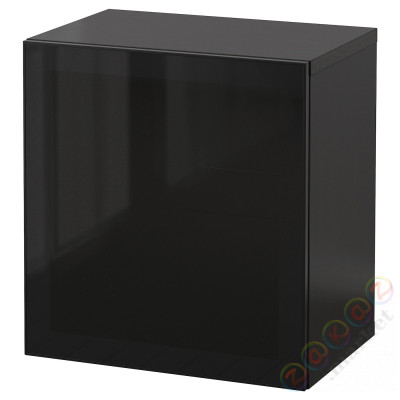 ⭐BESTA⭐Комбинация навесных шкафов, Черно-коричневый/Стекло Glassvik, 60x42x64 cm⭐ИКЕА-49441083