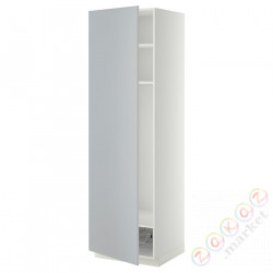 ⭐METOD⭐Высокий шкаф, полки/докторuciany, белый/Veddinge Серый, 60x60x200 cm⭐ИКЕА-29458456