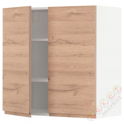 ⭐METOD⭐Навесной шкаф с полками/2 дверь, белый/Voxtorpподражание. дуб, 80x80 cm⭐ИКЕА-69458299