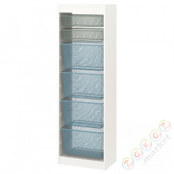 ⭐TROFAST⭐Книжный шкаф с контейнерами, белый jasny зеленыйonoСерый/серо-голубой, 46x30x145 cm⭐ИКЕА-19533239