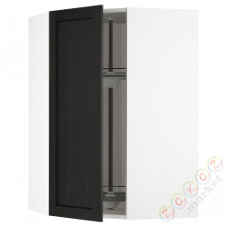 ⭐METOD⭐Шкаф навесной угловой с каруселью, белый/Lerhyttan черный морилка, 68x100 cm⭐ИКЕА-89257582