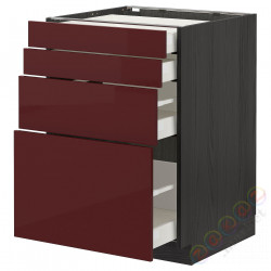 ⭐METOD / MAXIMERA⭐Бывший 4 пт/4шу, черный калларп/темно-красно-коричневый блеск, 60x60 cm⭐ИКЕА-09331722