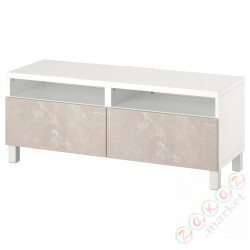 ⭐BESTA⭐Тумба под ТВ с ящики, белый/Bergsviken/Stubbarp бежевый, 120x42x48 cm⭐ИКЕА-09420006