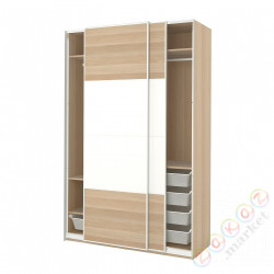 ⭐PAX / MEHAMN⭐Гардероб, белый 2str/белый под беленый дуб, 150x66x236 cm⭐ИКЕА-09433221