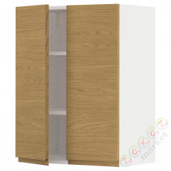 ⭐METOD⭐Навесной шкаф с полками/2 дверь, белый/Voxtorpподражание. дуб, 60x80 cm⭐ИКЕА-29539127
