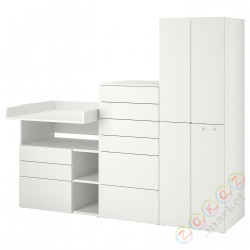 ⭐SMASTAD / PLATSA⭐Книжный шкаф, белый белый/с пеленальным столиком, 210x79x181 cm⭐ИКЕА-99428748