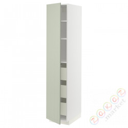 ⭐METOD / MAXIMERA⭐Высокий шкаф с ящики, белый/Stensund светло-зеленый, 40x60x200 cm⭐ИКЕА-49486378