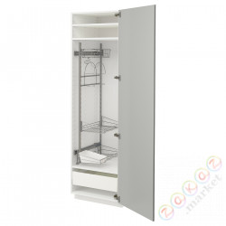 ⭐METOD / MAXIMERA⭐Высокий шкаф/домашний интерьер, белый/Havstorp светло-серый, 60x60x200 cm⭐ИКЕА-09538044