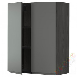 ⭐METOD⭐Навесной шкаф с полками/2 дверь, черный/Voxtorpтемно-серый, 80x100 cm⭐ИКЕА-49467817