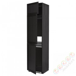 ⭐METOD⭐Ледяной шкаф высокий/замораживание/3Drz, черный/Lerhyttan черный морилка, 60x60x240 cm⭐ИКЕА-79457812