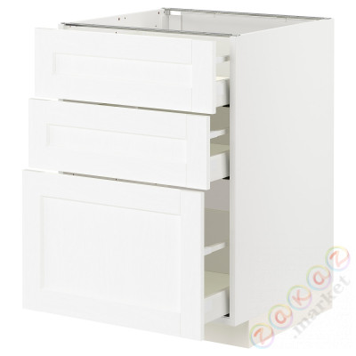 ⭐METOD / MAXIMERA⭐Напольный шкаф с 3 ящики, белый Enköping/белый имитация дерева, 60x60 cm⭐ИКЕА-49473427