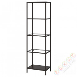 ⭐VITTSJO⭐Книжный шкаф, Черно-коричневый/стакан, 51x175 cm⭐ИКЕА-50214678