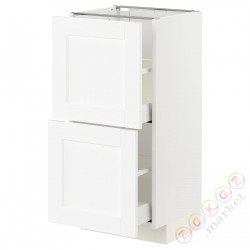 ⭐METOD / MAXIMERA⭐Напольный шкаф с 2 ящики, белый Enköping/белый имитация дерева, 40x37 cm⭐ИКЕА-39473437