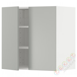⭐METOD⭐Навесной шкаф с полками/2 дверь, белый/Havstorp светло-серый, 60x60 cm⭐ИКЕА-79538007