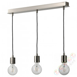 ⭐SKAFTET / LUNNOM⭐Подвесной светильник сżarówką, прямоугольник никелированная/прозрачный шар⭐ИКЕА-19494426