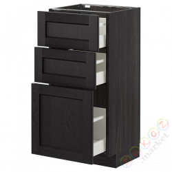 ⭐METOD / MAXIMERA⭐Напольный шкаф с 3 ящики, черный/Lerhyttan черный морилка, 40x37 cm⭐ИКЕА-19260045