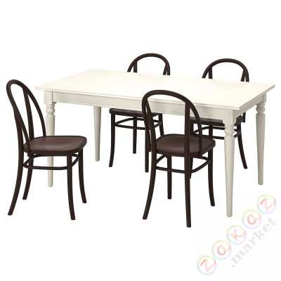 ⭐INGATORP / SKOGSBO⭐Таблица и 4 стулья, белый белый/темно коричневый, 155/215 cm⭐ИКЕА-19515099