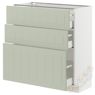 ⭐METOD / MAXIMERA⭐Напольный шкаф с 3 ящики, белый/Stensund светло-зеленый, 80x37 cm⭐ИКЕА-49486788