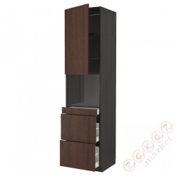 ⭐METOD / MAXIMERA⭐Обувь для микрокомбо дверь/3шу, черный/Sinarp коричневый, 60x60x240 cm⭐ИКЕА-49464324